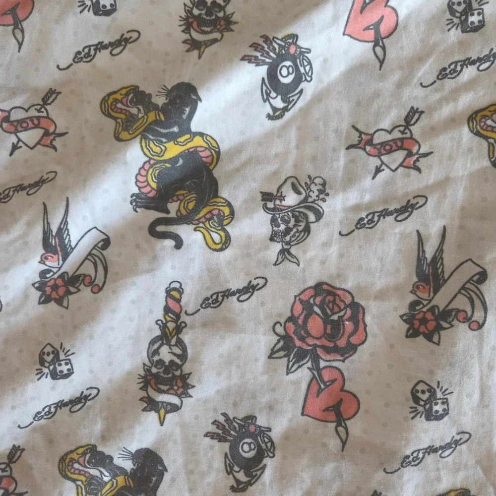 Ed Hardy Vintage Tattoo Flash Art Pillowcase Set White Multi Y2K 2 Pack
